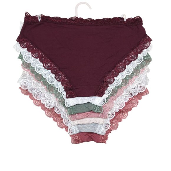 Laura Ashley Womens Lace Trim Bikini Panties 7-Pack XL Super Soft Rayon Spandex - Picture 4 of 15